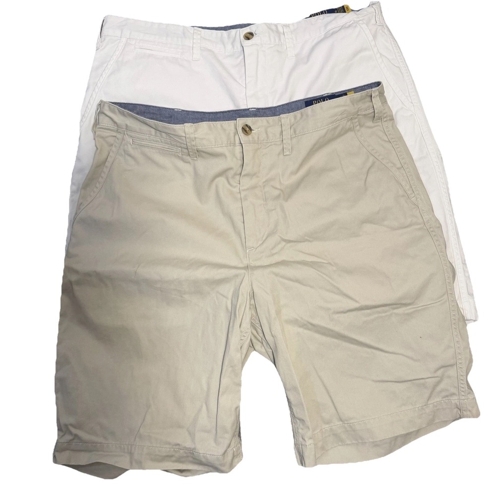 Polo Ralph Lauren Mens Chino Relaxed Fit Shorts Size Waist At 38 Lot Of Two